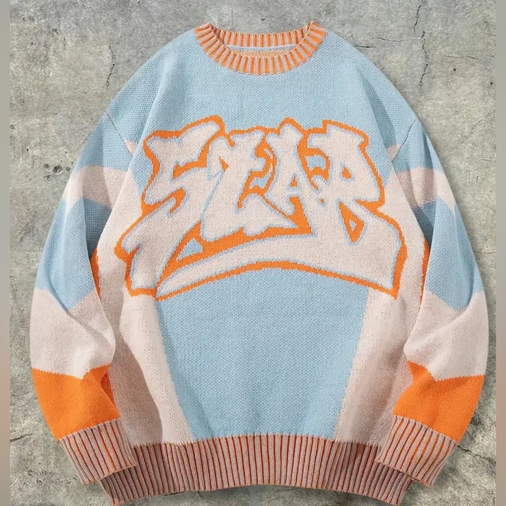 NEW Retail $89 Eddy Star Blue and Orange Men's Trendy Sweater